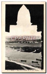 Dirty Old Postcard View of a window of the Hassan Tower Morocco