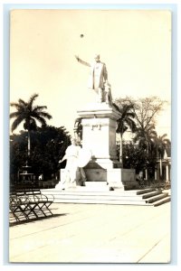 Jose Marti Statue Cienfuegos Cuba Real Photo RPPC Postcard (G24)