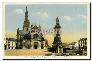 Old Postcard Sainte Anne d'Auray Fountain and the Basilica