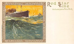 RED STAR SHIP LINE ANTWERPEN TO NEW YORK POSTCARD (c. 1900)