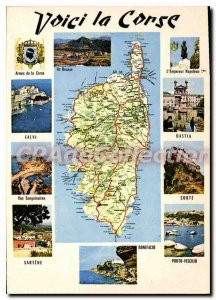 Modern Postcard Here Corsica Map Established D'Apres Le Berre Corsican From C...