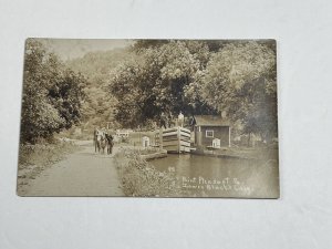 RPPC Postcard Lower Black Eddy Point Pleasant PA Canal Boat With Mules