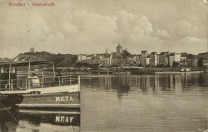 poland, GRAUDENZ GRUDZIĄDZ, Weichselseite, Schiffe Meta, Wisła (1914) Postcard