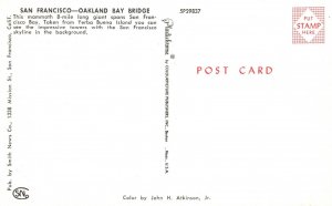 Vintage Postcard Mammoth Long Giant Spans San Francisco Oakland Bay Bridge Calif