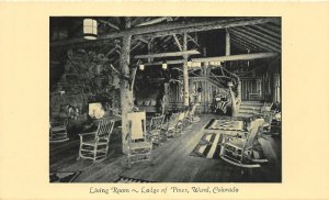J15/ Ward Colorado Postcard c1910 Living Room Lodge of Pines Interior 66