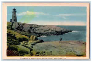 c1950's Lighthouse at Penny's Cove Halifax County Nova Scotia Canada Postcard 