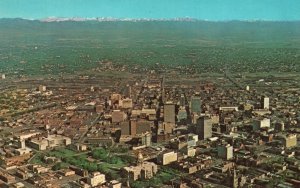 Vintage Postcard Air View Metropolis Of The Rockies Downtown Denver Colorado CO