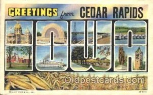 Icedar Rapids, Iowa, USA Large Letter Town 1941 postal used 1941