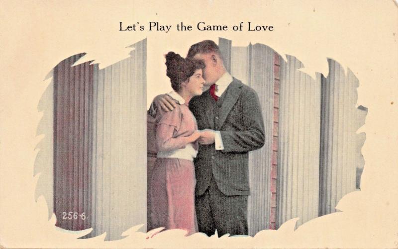 LETS PLAY THE GAME OF LOVE-ROMANCE POSTCARD 1910s 