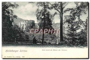 Postcard Old Heidelberger Schloss Blick durch die Baume der Terrasse