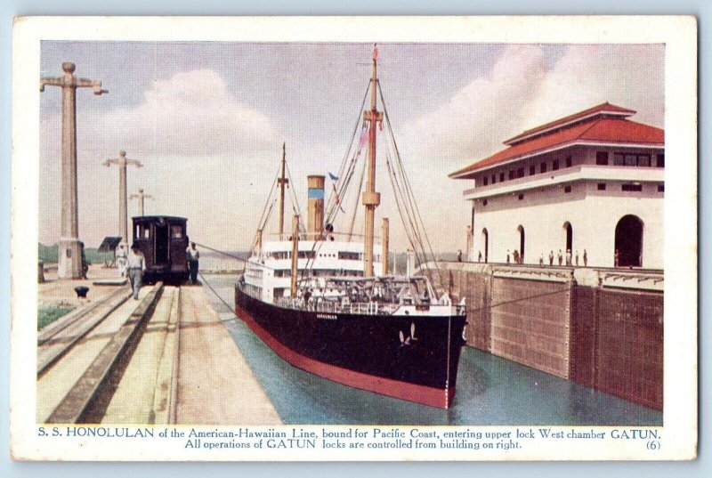 Postcard S.S. Honolulan American-Hawaiian Line Gatun Pacific Coast c1940 Vintage