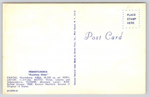 Pennsylvania~Large Letter State Map~Titusville~Lancaster~Drake Well~Vtg Postcard