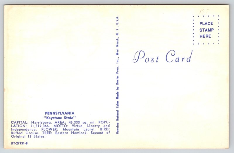 Pennsylvania~Large Letter State Map~Titusville~Lancaster~Drake Well~Vtg Postcard