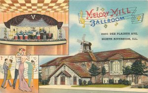 Postcard Illinois North Riverside Melody Mill Ballroom 1940d Linen Teich 23-5346