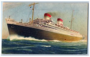 c1910 Italian Line Rex Steamer Cruise Ferry Ship Vintage Antique Ocean Postcard