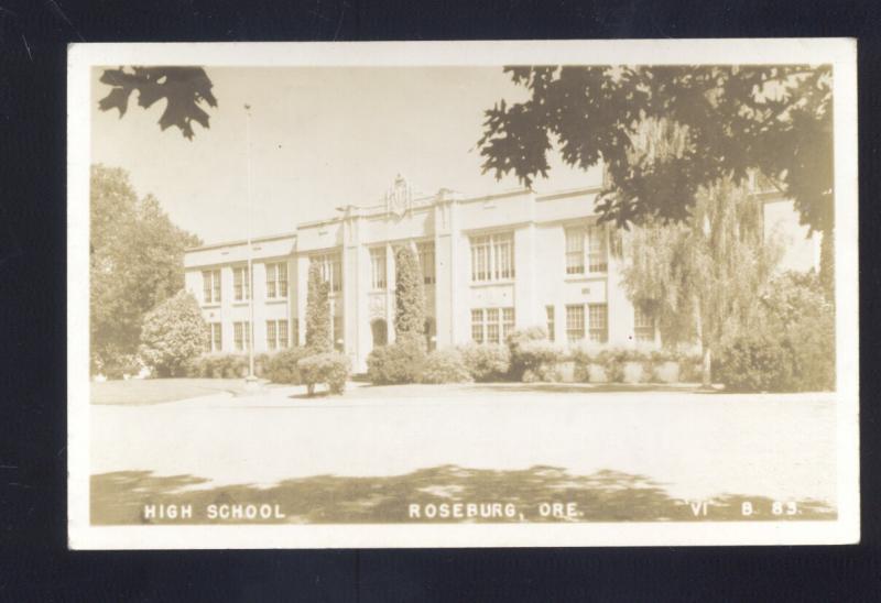 RPPC ROSEBURG OREGON HIGH SCHOOL BUILDING VINTAGE REAL PHOTO POSTCARD