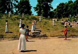 Greece Olympia Prayer In Front Of The Olympic Flame