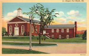 Vintage Postcard 1941 View of The Chapel Church Fort Meade Maryland MD