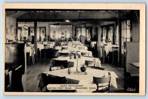 c1950's Branford Connecticut Oasis Restaurant Boston Post Road Interior Postcard