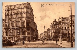 Vintage Ostende Belgium Postcard Bd Van Iseghem Street Scene 1920s Architecture
