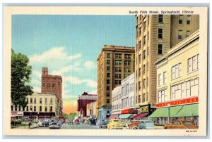 Springfield Illinois IL Postcard South Fifth Street Business Section c1940's