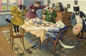 Dressed Cats, Panic about Mice during Breakfast (1953) Max Künzli 4678