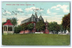 c1910 Exterior View Edward Little High School Lewiston Maine ME Antique Postcard