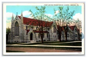 First United Presbyterian Chuch Indiana Pennsylvania PA UNP WB Postcard N24