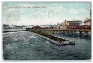 1912 Scene on the Fox River Appleton Wisconsin WI Antique Posted Postcard