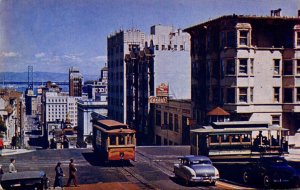 California San Francisco Cable Cars Crossing At California and Powell Streets