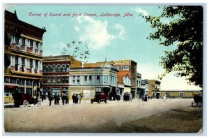 1911 Corner of Round and Ford Streets Lethbridge Alberta Canada Postcard