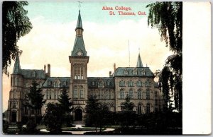 Alma College St. Thomas Ontario Canada Campus Building Postcard