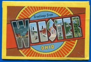 Wooster Ohio oh liberty street Air View 3 bridges travel postcard folder foldout