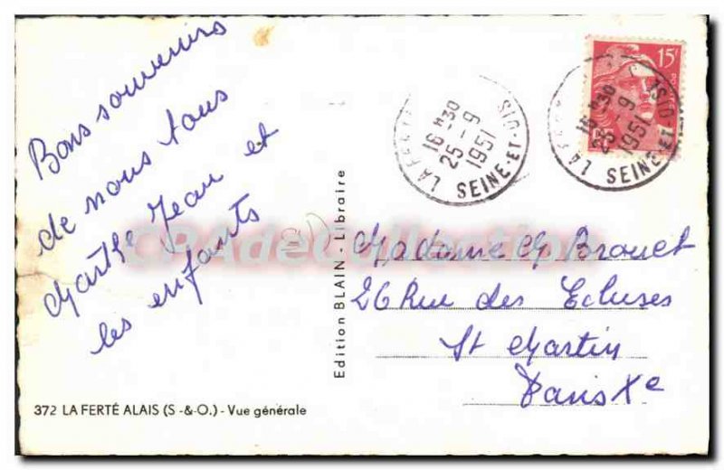Postcard Old Ferte Alais S and O vue generale