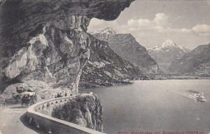 Switzerland Axenstrasse mit Bristenstock 1910