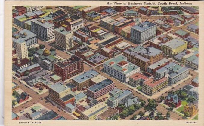 Indiana South Bend Aerial View Of Buisness District 1948 Curteich