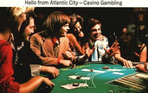 Vintage Postcard Casino Gambling Blackjack Hello from Atlantic City New Jersey