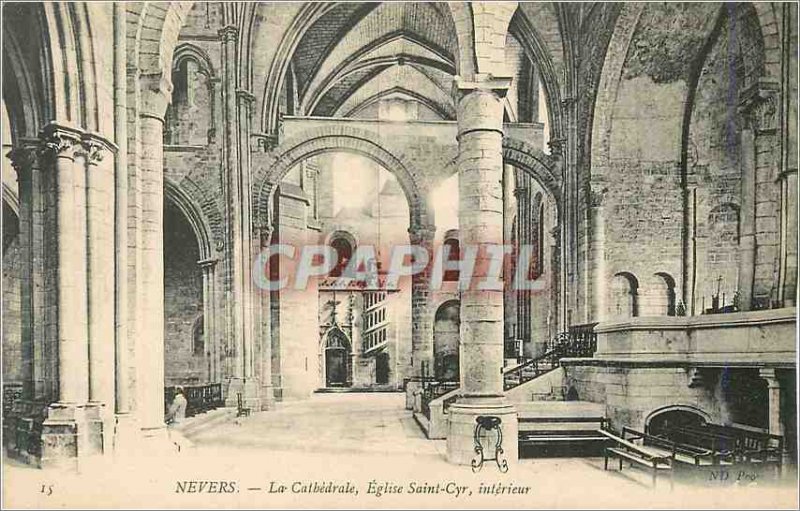 Old Postcard Nevers The Cathedral Church of Saint Cyr inside