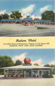 1955 Winchester Virginia Hudson Motel occupation Tichnor Postcard 25-11518