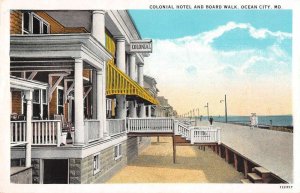 Ocean City Maryland Colonial Hotel and Boardwalk Vintage Postcard AA35185