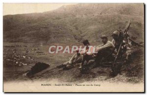 Old Postcard Morocco soukh And Hamis Pause In View Of Army Camp