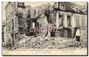 Old Postcard War of 1914 Senlis Group of houses destroyed militaria