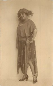 RPPC Postcard Studio Portrait Ethnic Gypsy? Woman Dancer 1922 Unknown Europe