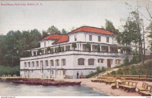 BUFFALO, New York, 1900-10s; Boat House, Park Lake, Glitter detail