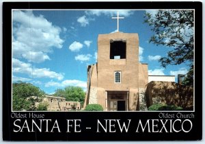 Postcard - Oldest House, Oldest Church - Santa Fe, New Mexico