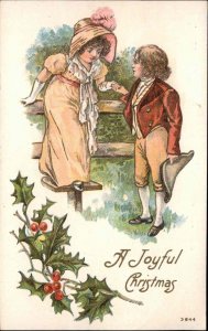 Christmas Girl and Boy Fancy Period Costumes c1910 Vintage Postcard