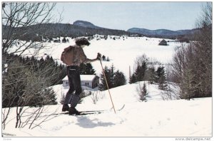 Skiing a trail , STE-AGATHE-DES-MONTS , Quebec , Canada , 50-60s