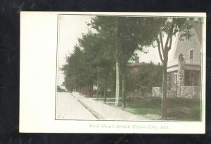 UNION CITY INDIANA WEST PEARL STREET SCENE VINTAGE POSTCARD