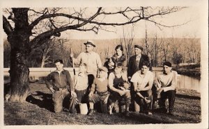 RPPC Postcard People Boys + Dogs