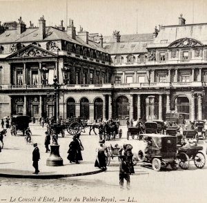 Paris France Council Of State Royal Palace 1910s Postcard Downtown Cars PCBG12A